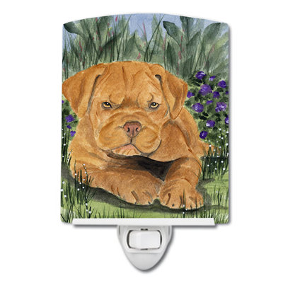 Éclairage de nuit en céramique dogue de bordeaux