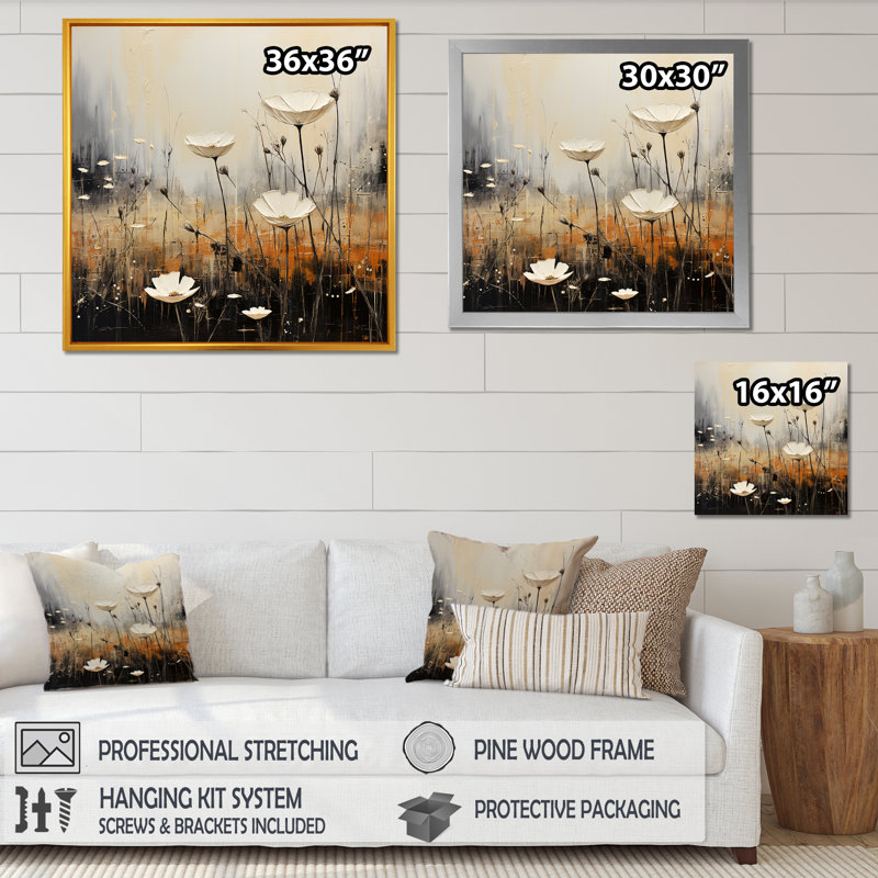 Minimalisme prairie au crépuscule I, Cadre naturel flottant, H 30 po x l 30 po x P 1 po