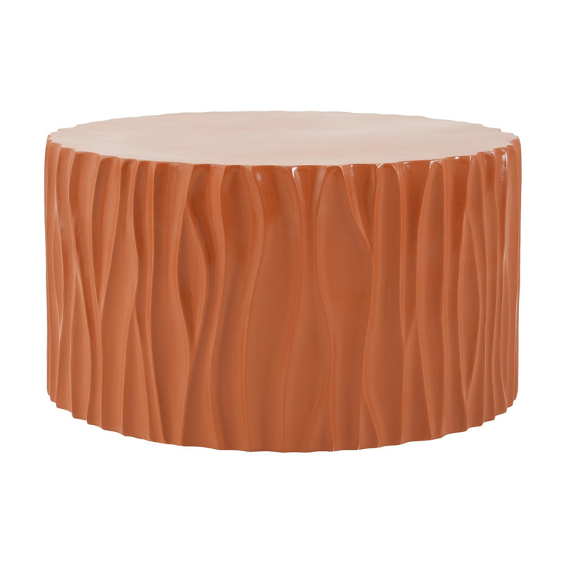 Table basse ronde MGO, table d'appoint cylindrique texturée ondulée, pré-assemblée sans KD, capacité de poids de 66 lb, table d'appoint multi-usage intérieure et extérieure pour le jardin du salon