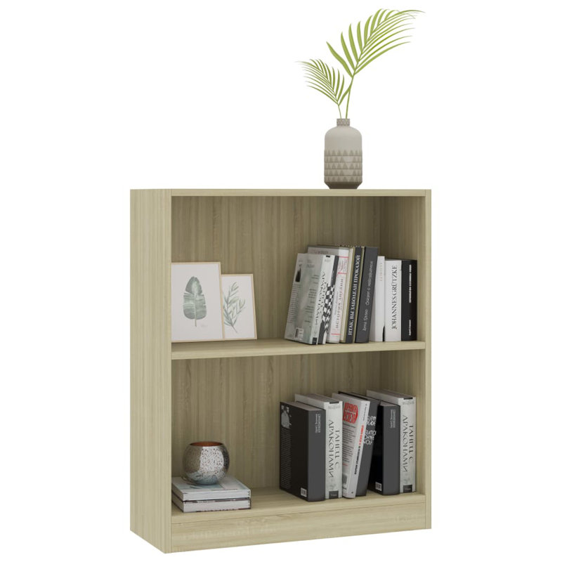 Bibliothèque en bois d'ingénierie, (2 tablettes) H 29,3 po x l 23,6 po x P 9,4 po, Chêne de Sonoma