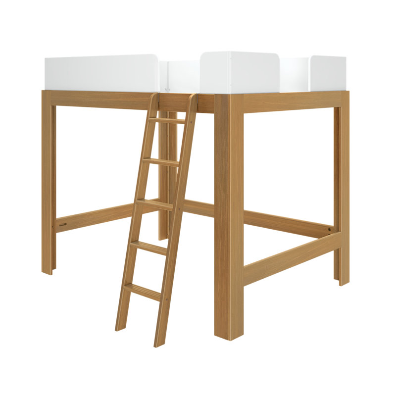 Lit mezzanine en bois massif Ambur Kids, Pacane / blanc