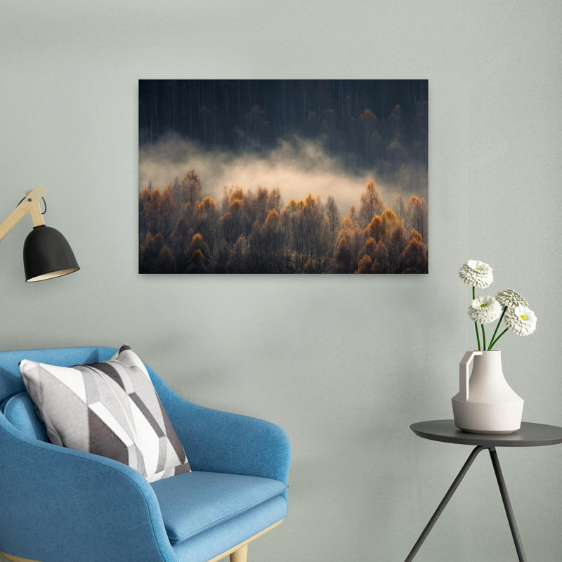 Fogy Morning Abstract Contemporary Autumn Forest Wall Art by Haim Rosenfeld - Wrapped Canvas Print, 40.64 cm H x 60.96 cm W