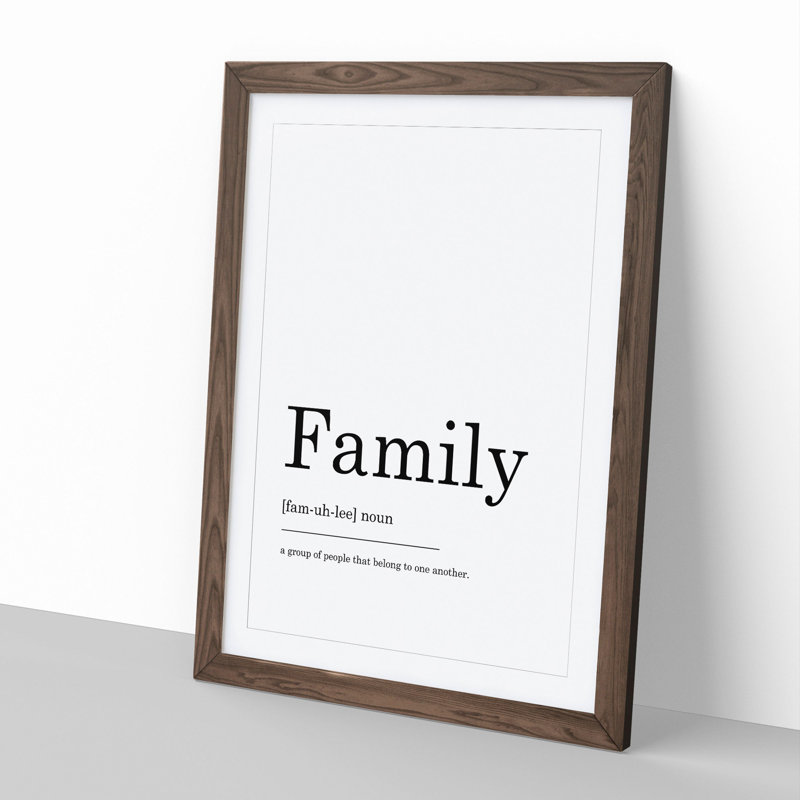 Definition of Family - Picture Frame Typography, 90cm H x 65cm W x 2cm D, Walnut