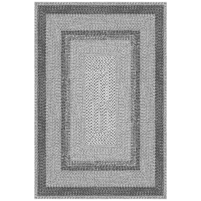 Tapis intérieur / extérieur tressé réversible avec bordure rectangulaire Chezare, Rectangle 5 pi x 8 pi