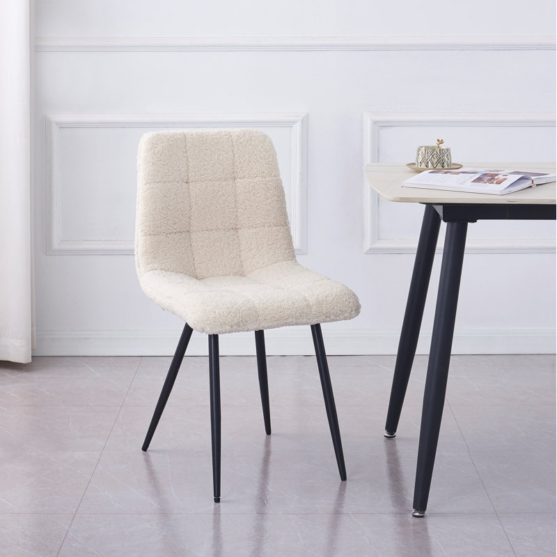 Ensemble de 2 chaises Waltwilder en métal et tissu blanc
