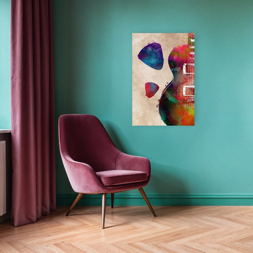 Vibrant Guitar Art Abstract Contemporary Wall Art Print