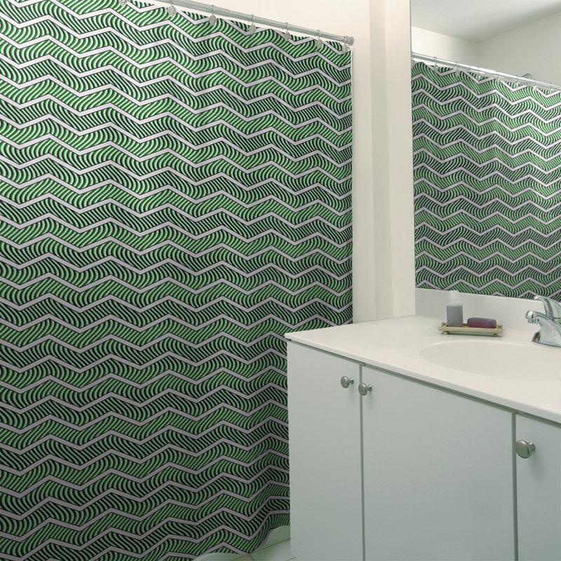 Rideau de douche simple à chevrons ondulés, Vert