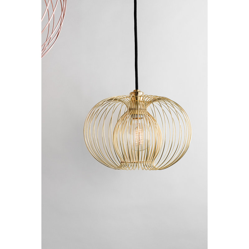 Luminaire suspendu géométrique unique à 1 lumière Jasmine, Laiton poli, H 11 po x l 12 po x P 12 po