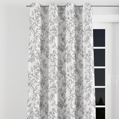 Modern Velvet Curtains - Grey Whisper Toile Grommet Curtain - 1 Panel