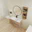 Meuble-lavabo mural avec lavabo et support de rangement, tiroir à fermeture en douceur