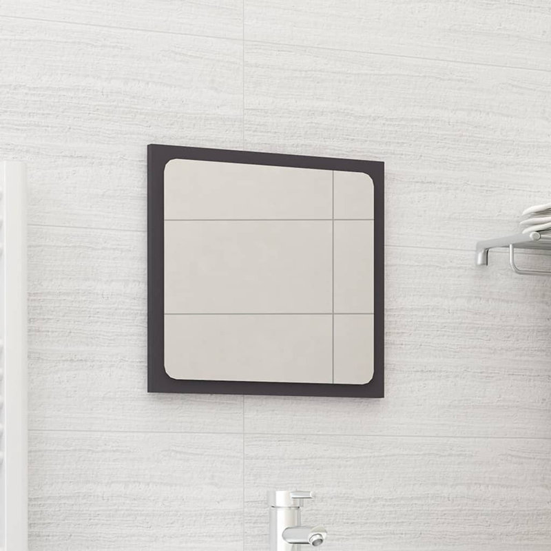 Bathroom Mirror Framed Vanity Mirror Powder Room Mirror Engineered Wood, Grey, 14.6" x 15.7"