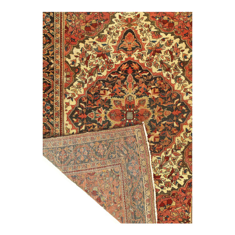 Tapis unique en laine ivoire / brun 3 pi 5 po x 4 pi 11 po Xakaria
