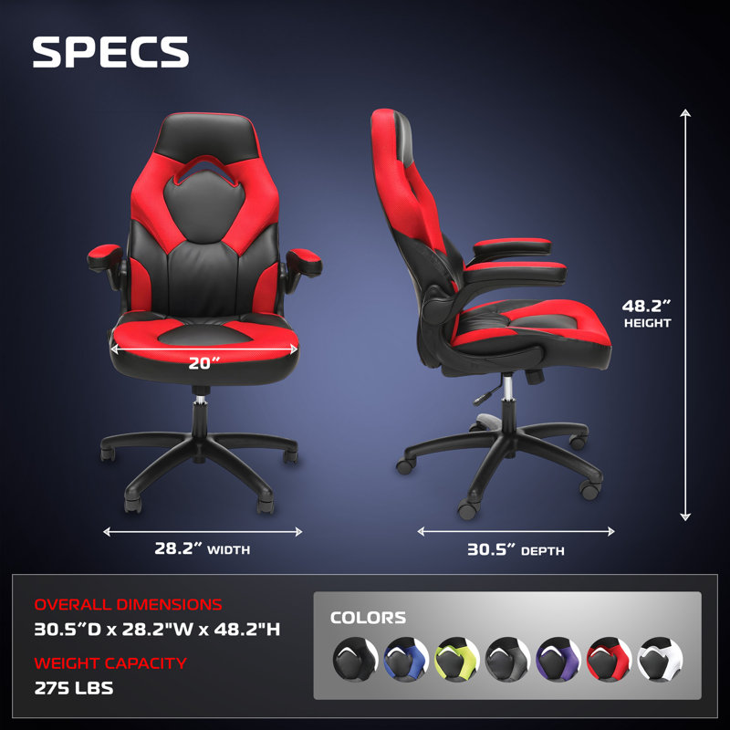 RESPAWN 3085 Ergonomic Gaming Chair for Adults, High Back Office Chair with Headrest and Flip Up Arms, Leather Racing Style Gaming Seat with Lumbar Support, Video Game Computer Desk Seat
