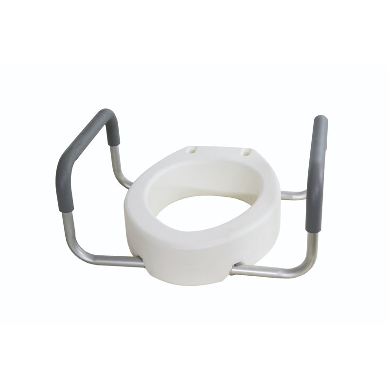 White Elevated Toilet Seat Riser with Padded Arms