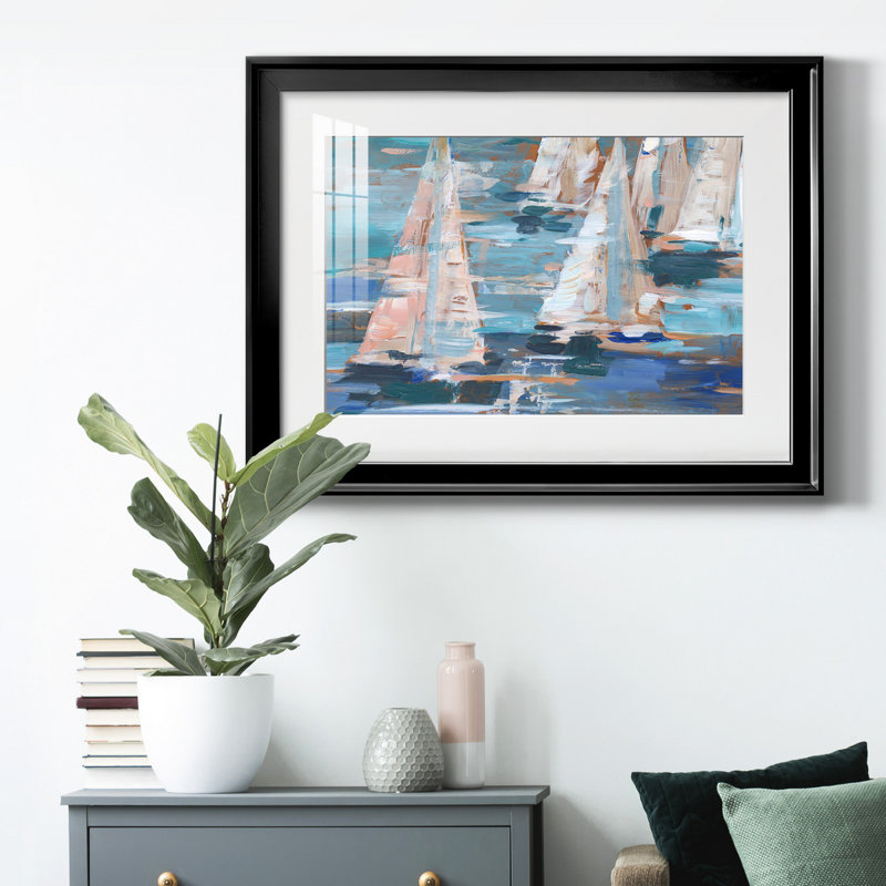 Pop Regatta I " Pop Regatta I " Painting Print, Black Closed Corner Framed Paper, 18.5" H x 24.5" W x 1" D, White