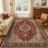 Tapis oriental bourgogne / moutarde / noir Shiflett
