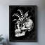 Art encadré noir, "La fleur de cloche" plantée dans la douille de l'œil du crâne, impressions sur toile de style rétro-973107008