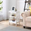 Table de bout rustique avec tablettes ouvertes - Table d'appoint de style campagnard pour le salon ou la chambre à coucher, table d'appoint en bois durable et en métal pour petits espaces-2049067462