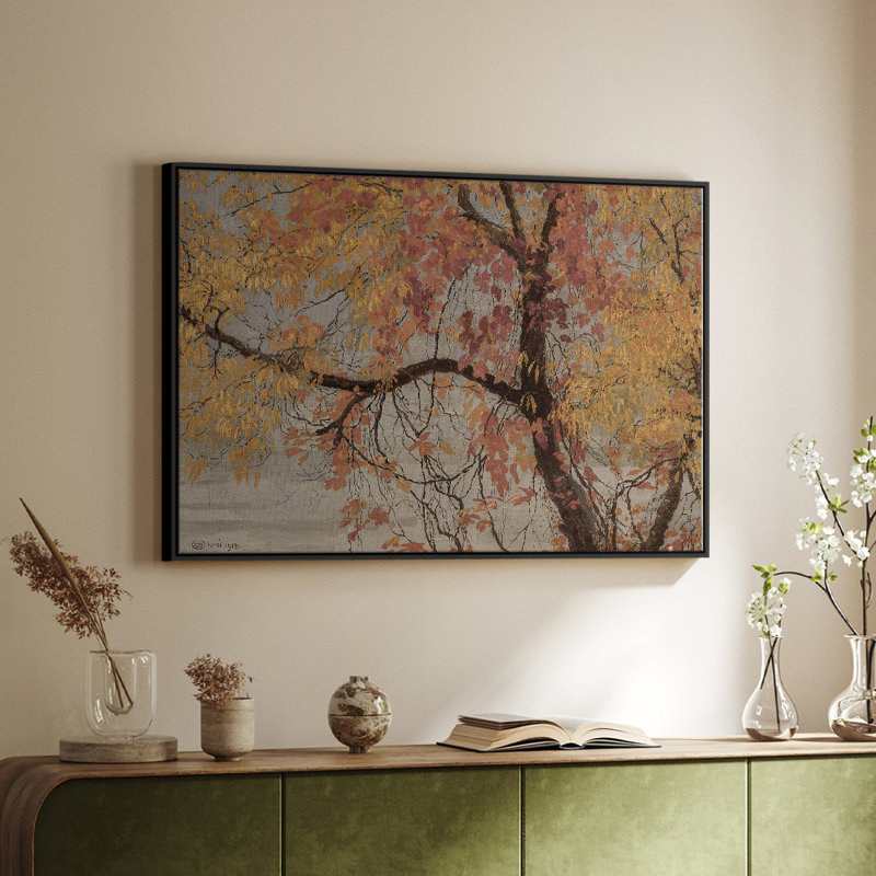 Paysage rétro - DCxxi, H 25 po x l 37 po x P 2 po, Toile avec cadre flottant noir