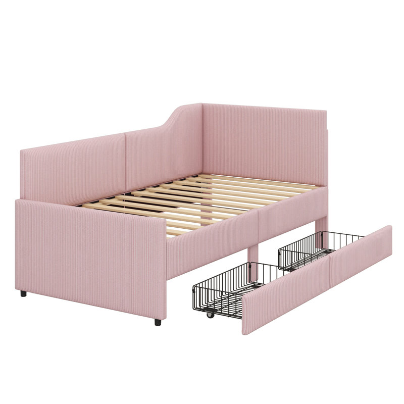Lit de jour en velours en L Comfy, Rose