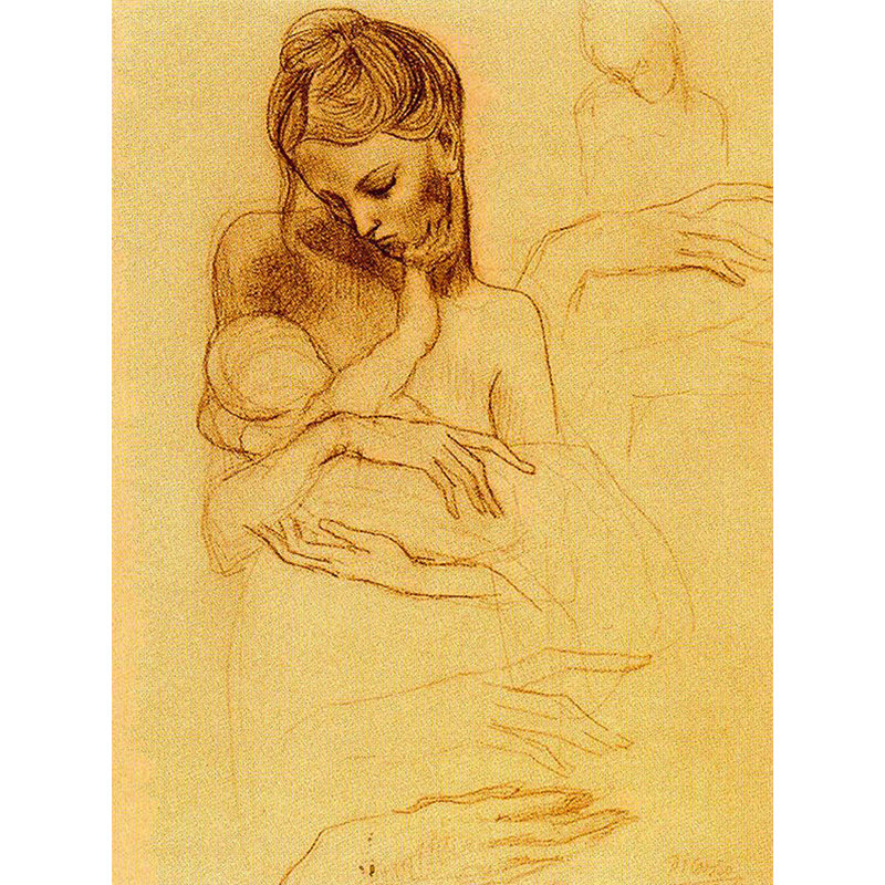 Mère et enfant, H 18 po x l 13 po