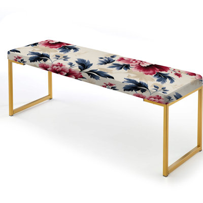 Damask Upholstered Gold Bench