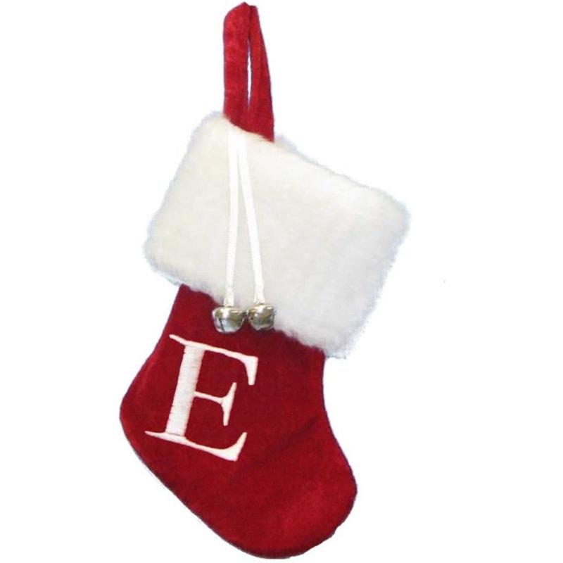 Kurt Adler Monogrammed E Miniature Christmas Stocking, 7in