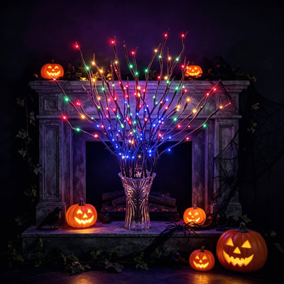 Multicolor Lighted Bendable Willow Branch Lights, Battery Operated LED Decorative Twig Lights with 8 Lighting Modes for Indoor Covered Outdoor Vase Home Party Decor