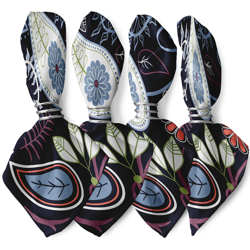Ensemble de serviettes 4 pièces Carbajal, L 18 po x L 18 po, Bleu marine