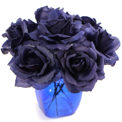 3-pack Navy Blue Roses | 150pcs Oceanic Charms Silk Flower Picks For Weddings, Centerpieces & Diy Crafts