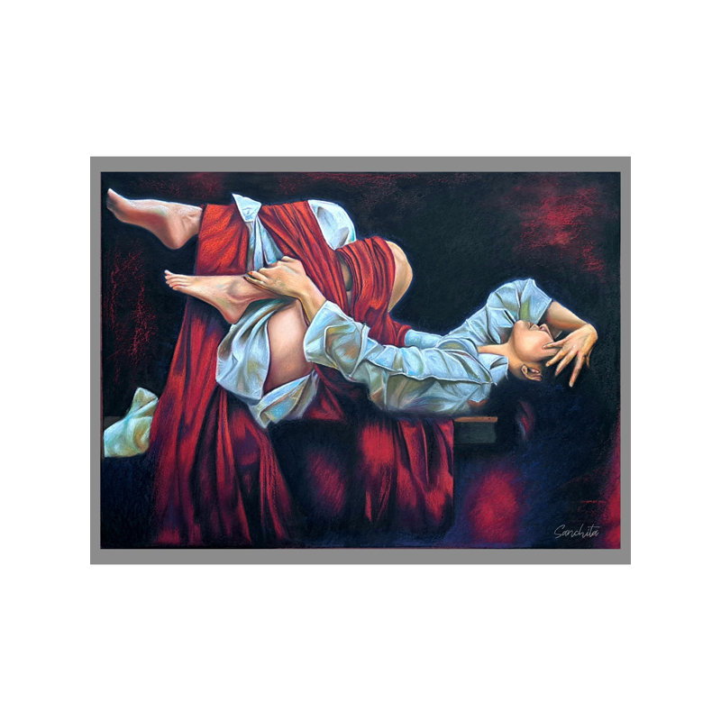 Acrylique, portrait de femme, peinture sur toile par Sanchita Agrahari - Elegant Beauty, art mural indien fait à la main