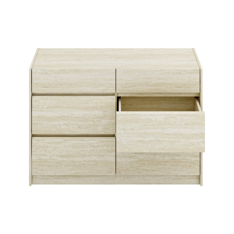 Commode double 6 tiroirs l 46,5 po Saisha, Travertin
