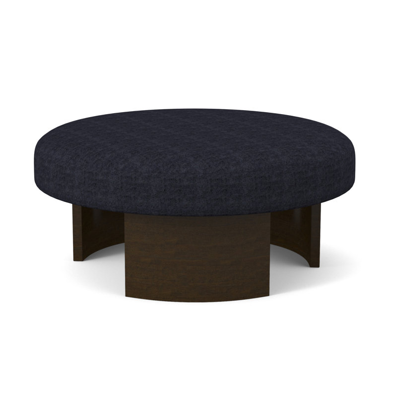 Eclipse Round Ottoman, American Walnut, Venice Navy 100% Polyester