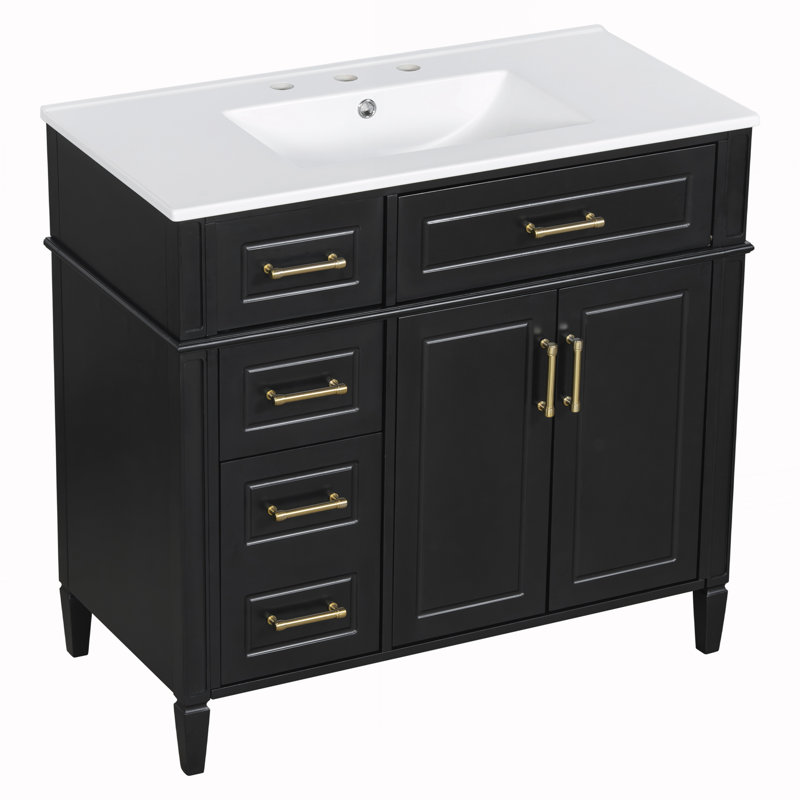 Meuble-lavabo de salle de bain avec lavabo, Black