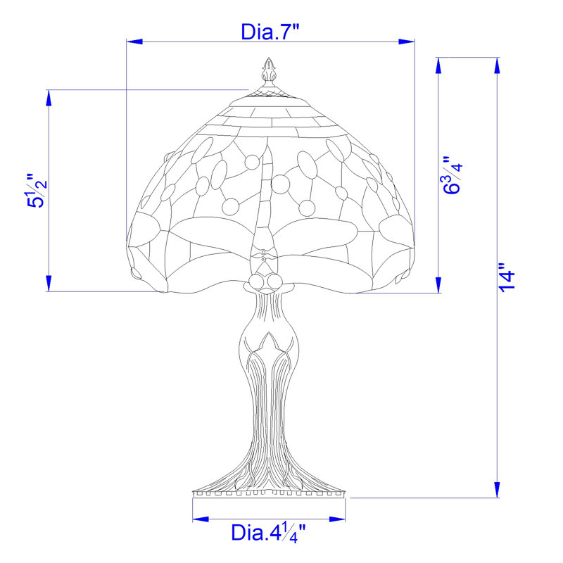 Lampe de table d'appoint Tiffany en zinc moulé, 35,5 cm de hauteur, avec abat-jour en verre coloré, fini laiton antique, douille E12, 40 W