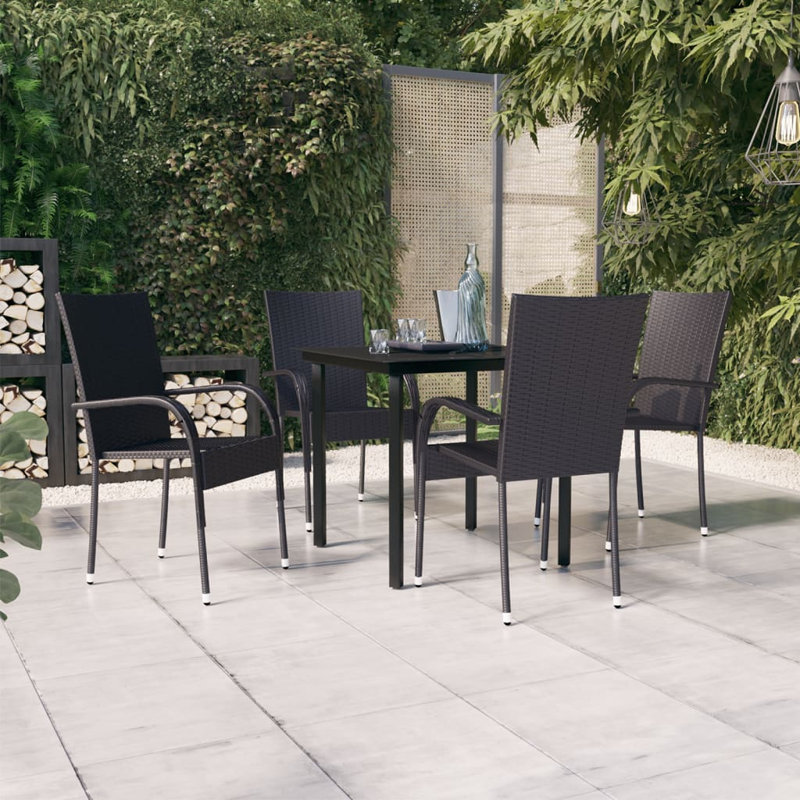 Zaylei Rectangular 4 - Person 55.1" Long Dining Set, Black, 31.5" x 31.5" x 29.1"