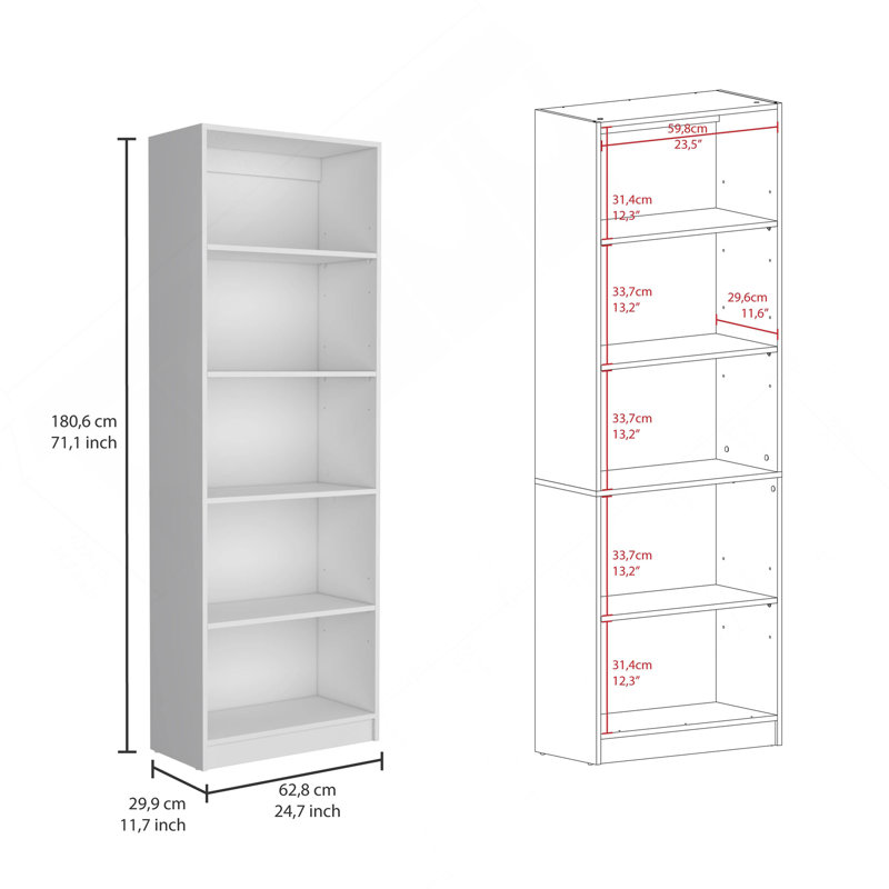 Ensemble de bibliothèque 3 pièces, 60 po de large avec 15 tablettes, ensemble de salon blanc, Blanc