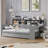  Twin Daybed with Storage Shelves, Multi-Functional Bed with Trundle and Study Desk, Grey-547343618