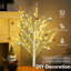 Ensemble de bouleau lumineux, 4 pi 48 DEL / 5 pi 72 DEL / 6 pi 96 arbres artificiels à DEL avec lumières blanches chaudes, arbre de Noël pour la décoration intérieure et extérieure d'Halloween