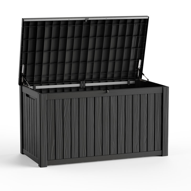 230 Gallons Weatherproof Resin Lockable Deck Box, Black