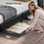 Cadre de lit Francille Queen Size capitonné avec décor de rivets, 2 tiroirs sous le lit, tête de lit à 2 niveaux avec poches latérales, sommier non requis-26192708-62740753