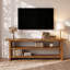 Meuble télé 63 po en bois de style campagnard, console multimédia ouverte pour téléviseurs de 60 po ou moins