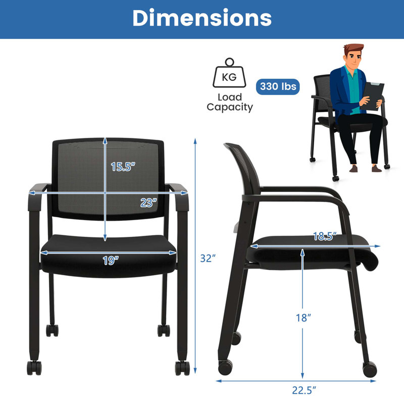 Chaise de salle d'attente 23 po empilable