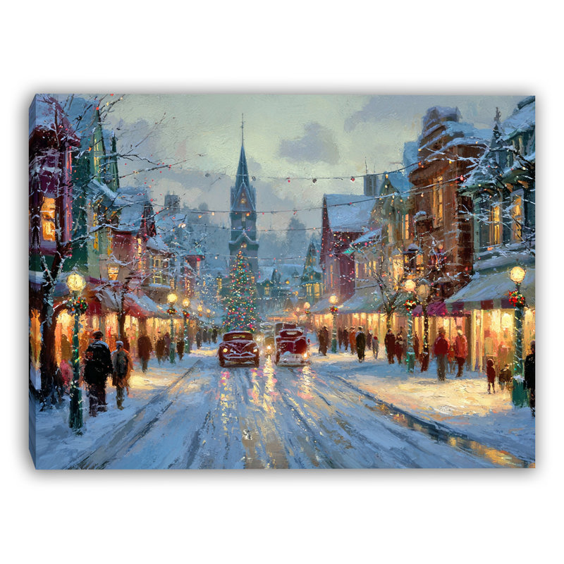 «Vintage Main Street Christmas», art mural sur toile tendue, H 12 po x l 16 po