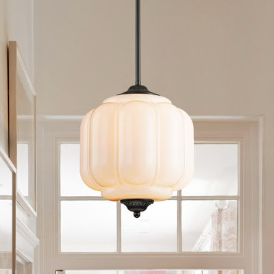 Luminaire suspendu en verre opale à intensité variable 1 lumière Glint pour salle à manger