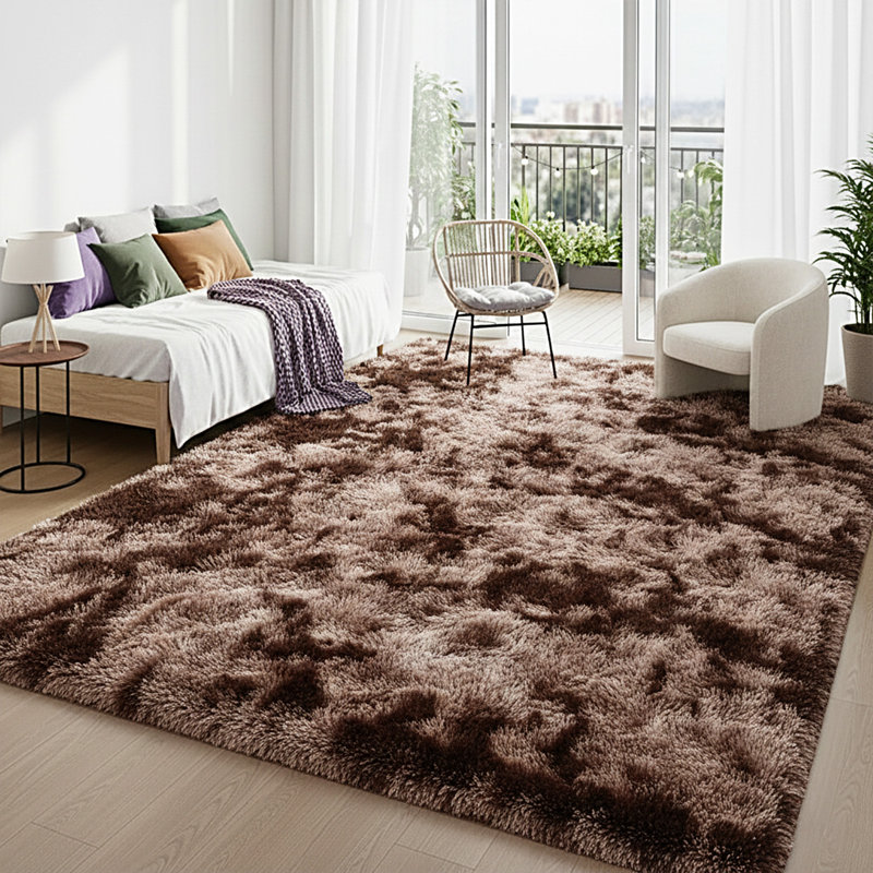 8x10 Fluffy Area Rugs for Living Room, Large Shag Rug for Bedroom, Black Soft Fuzzy Carpet, Non-Slip Backing, Modern Home Decor