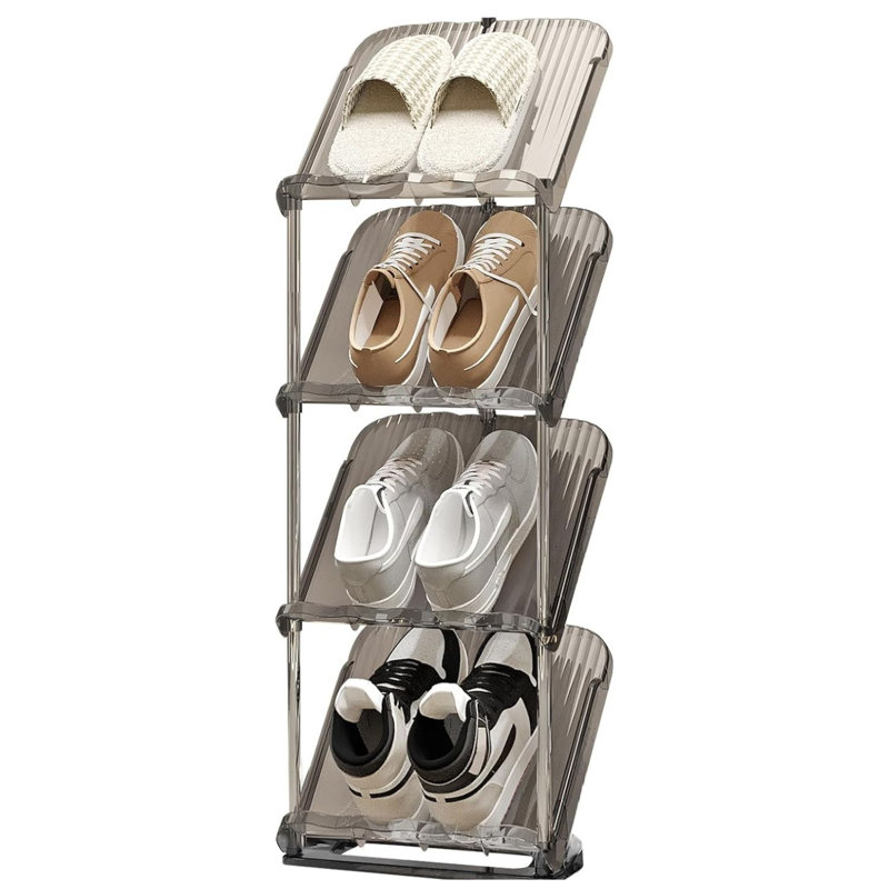 4-tier Narrow Vertical Shoe Rack Grey