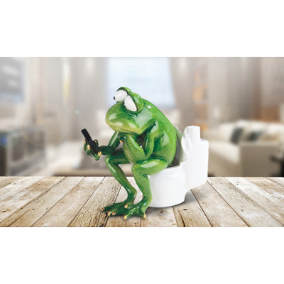 Frog Sitting on Toilet Figurine