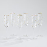 S/6 Celebration Champagne Glasses-Clear W/Gold Dots