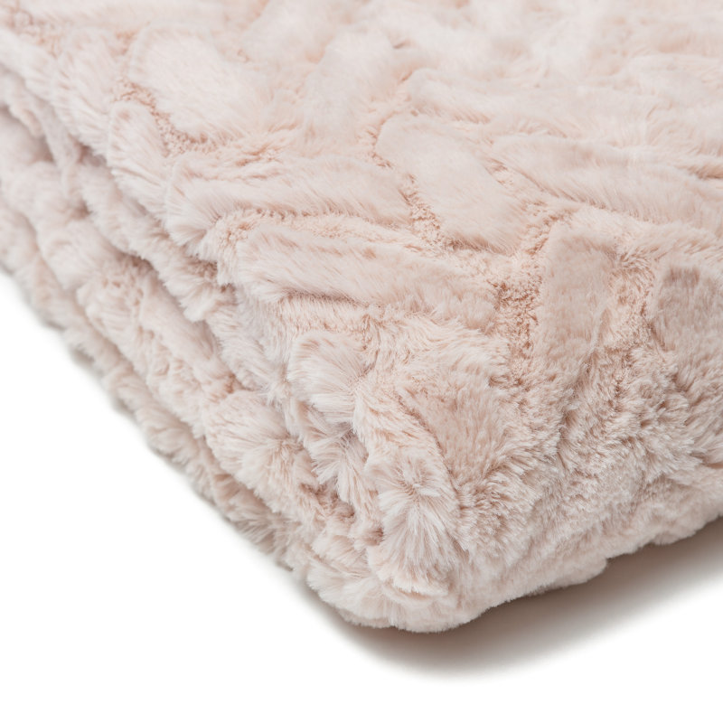 Classy Pink Reversible Faux Fur and Sherpa Throw Blanket